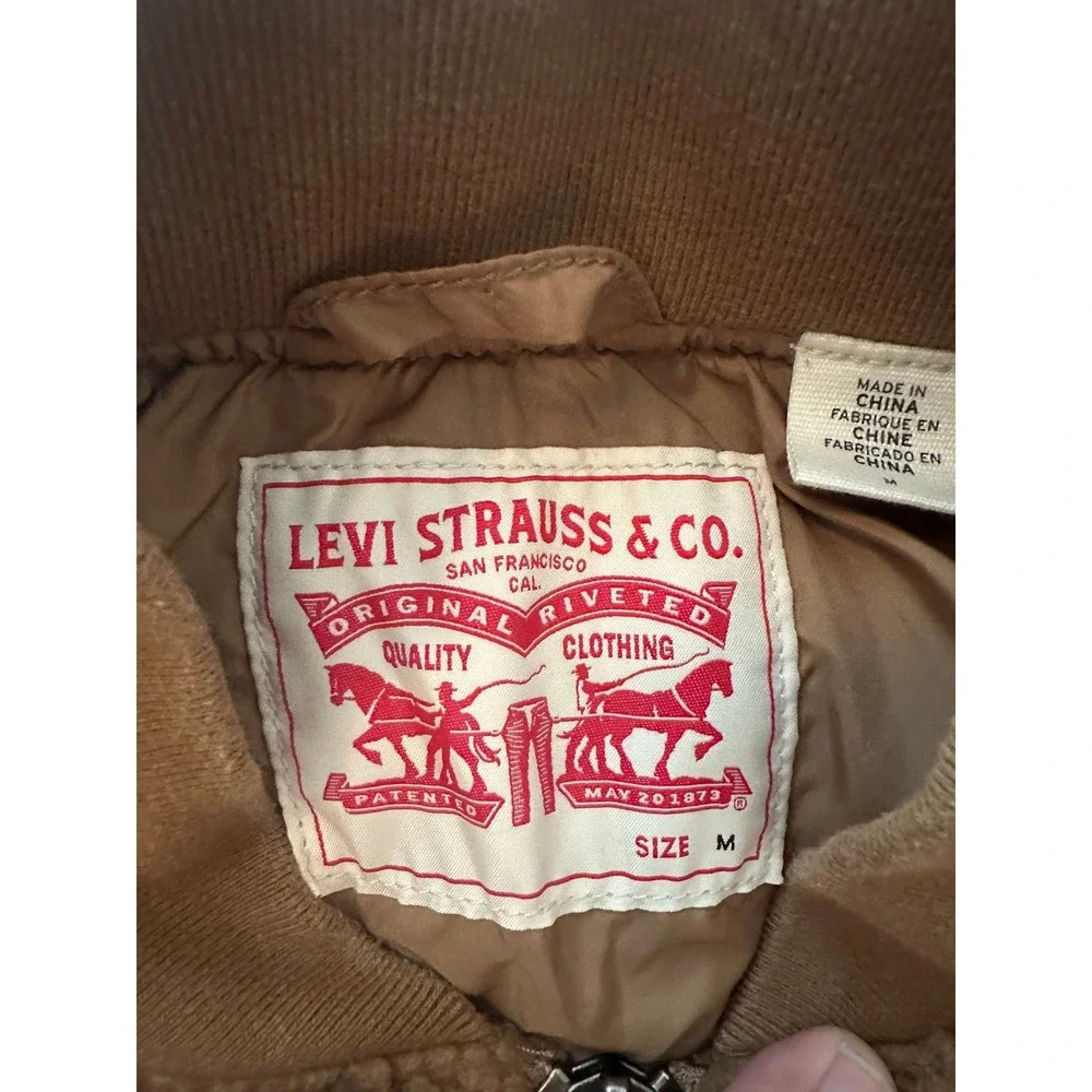 Levi Strauss & Co. Sherpa Fleece Jacket Brown Full Zip Size Medium